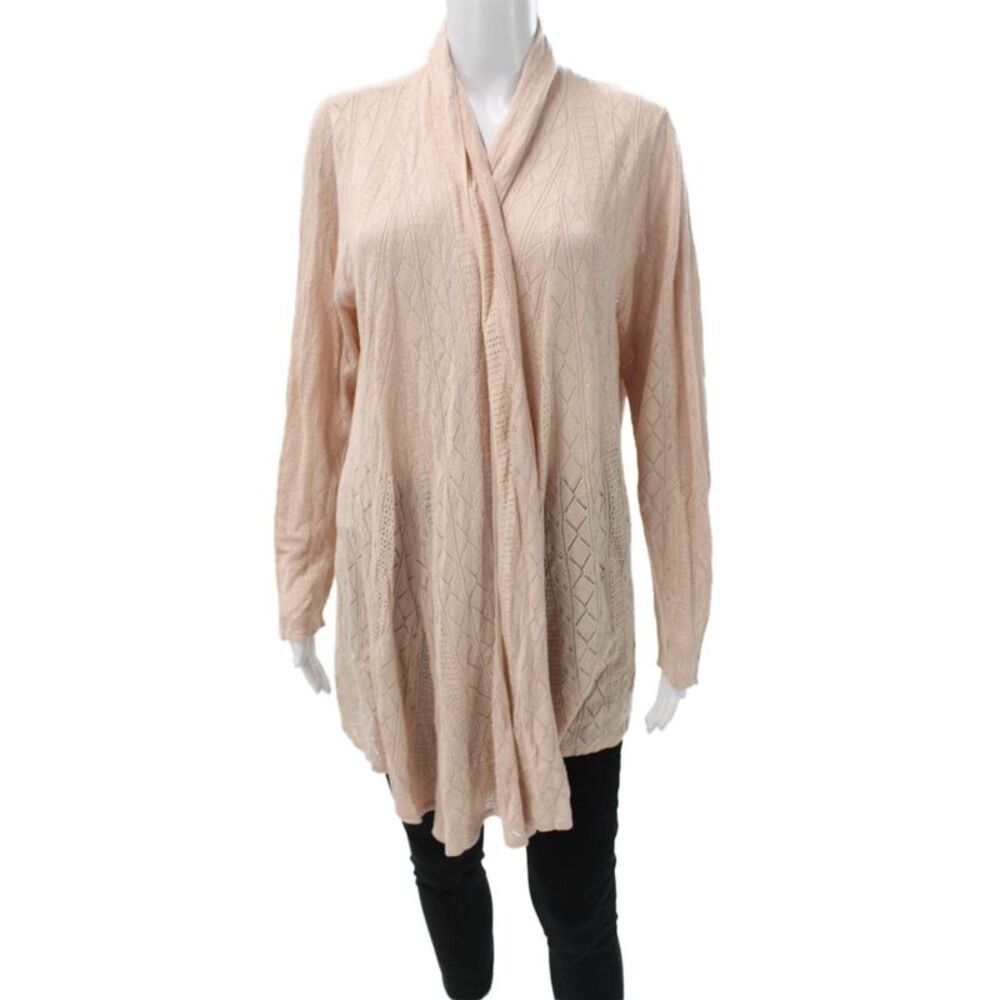 Catherine Catherine Malandrino Women Cardigan Beige Argyle Size XL